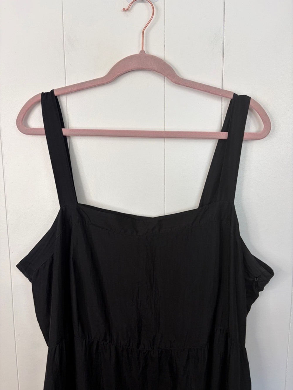 Eileen Fisher 100% Silk Black Habutai Dress Maxi Tiered Peasant summer size 2X - Picture 5 of 11